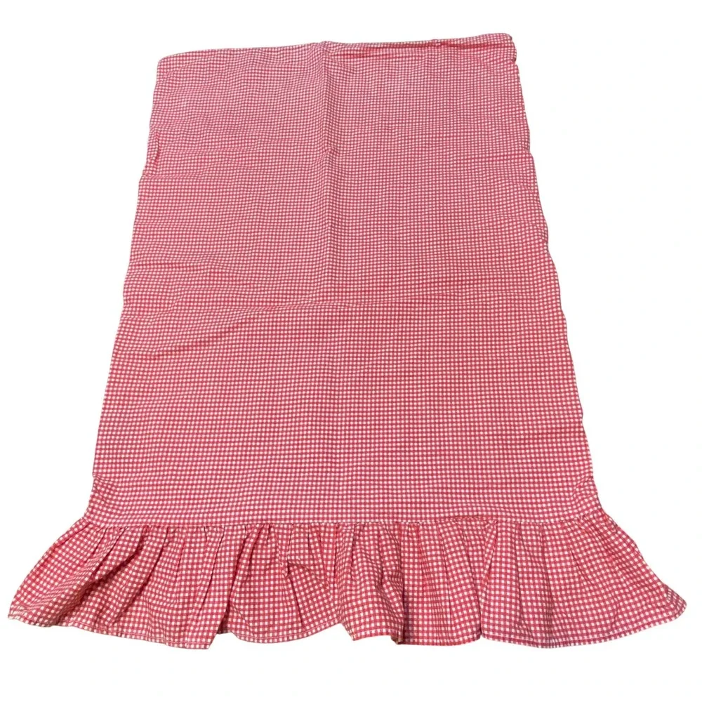 Vintage 90s Ralph Lauren Twin Red Gingham Wendy Check Plaid Ruffle Pillowcase